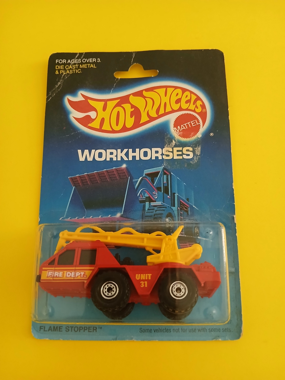 Mattel Hot Wheels Workhorses Flame Stopper Fire Dept Red & Yellow